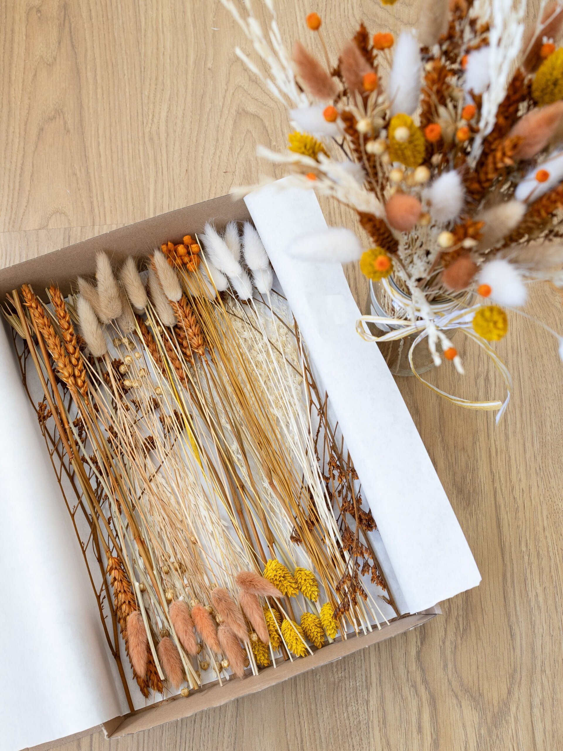 Kit de flores secas naranja 25/35 cm para manualidades - 2