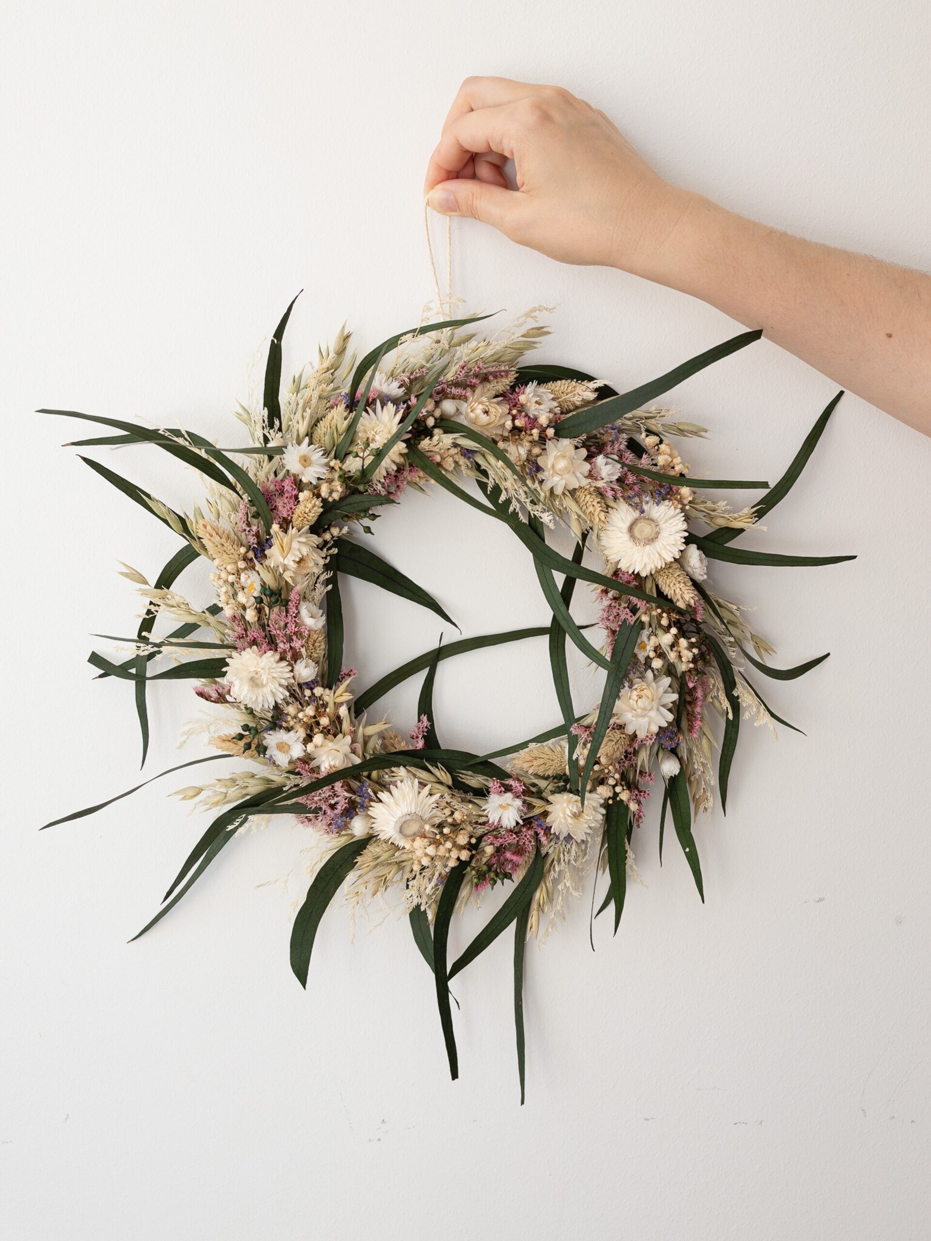 Corona de Flores Secas y Eucalipto Boho 36 cm - 1