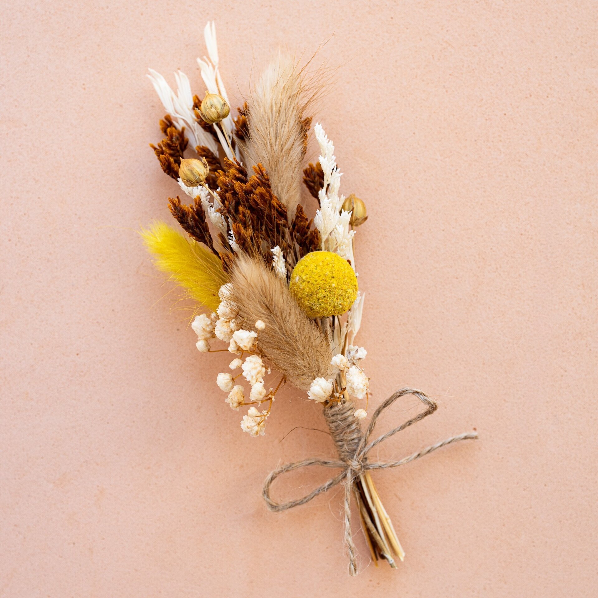 Ramillete de flores secas y preservadas 14 cm amarillo - 6