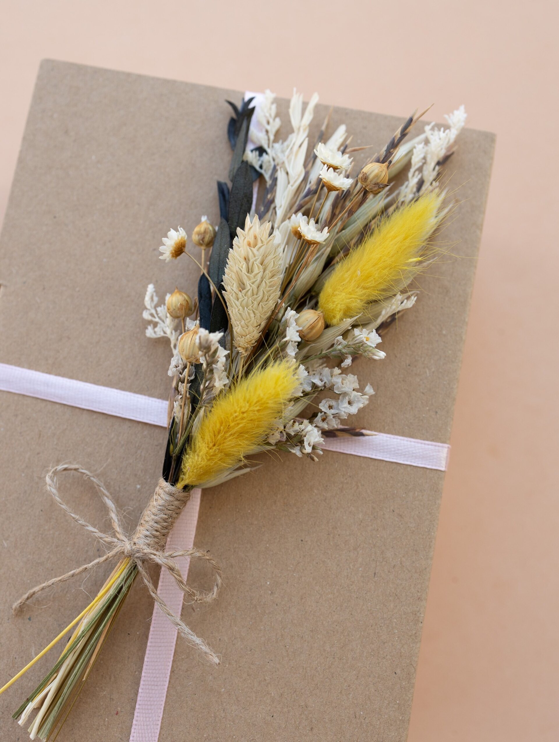 Ramillete de flores secas y preservadas 18 cm natural verde - 6
