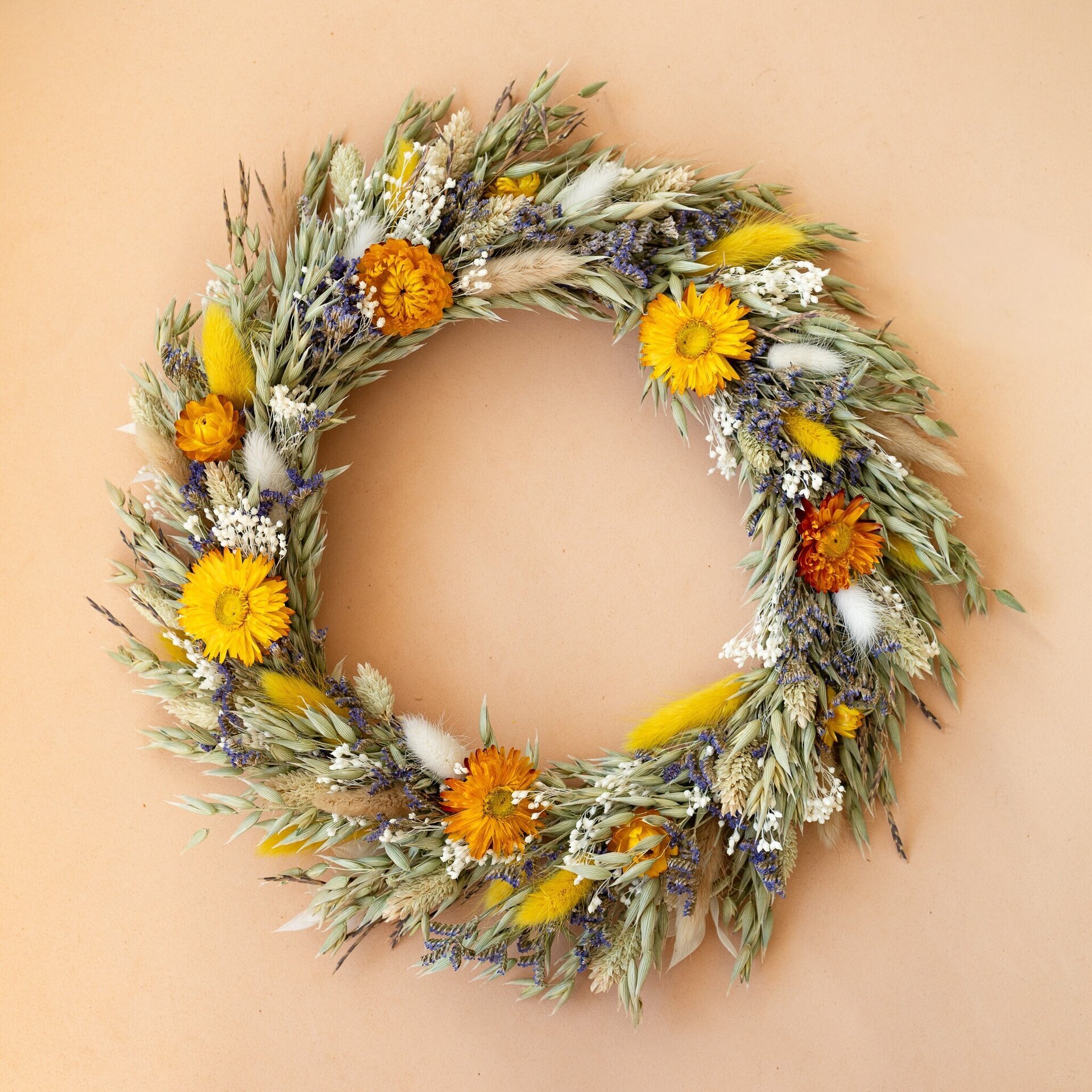 Corona de flores secas decorativa 35 cm - 1