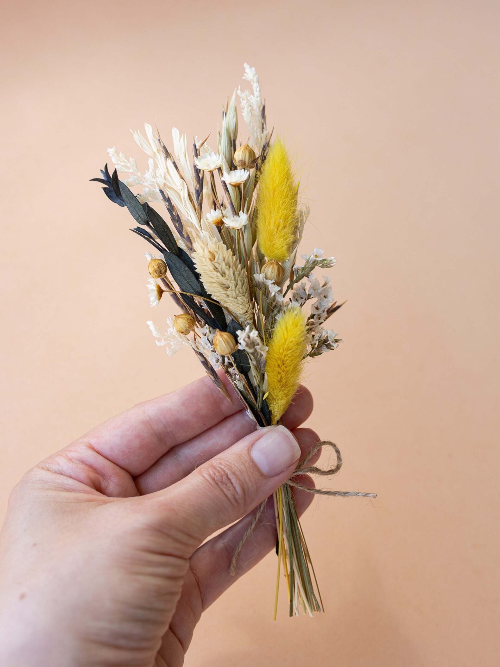 Ramillete de flores secas y preservadas 18 cm natural verde - 4