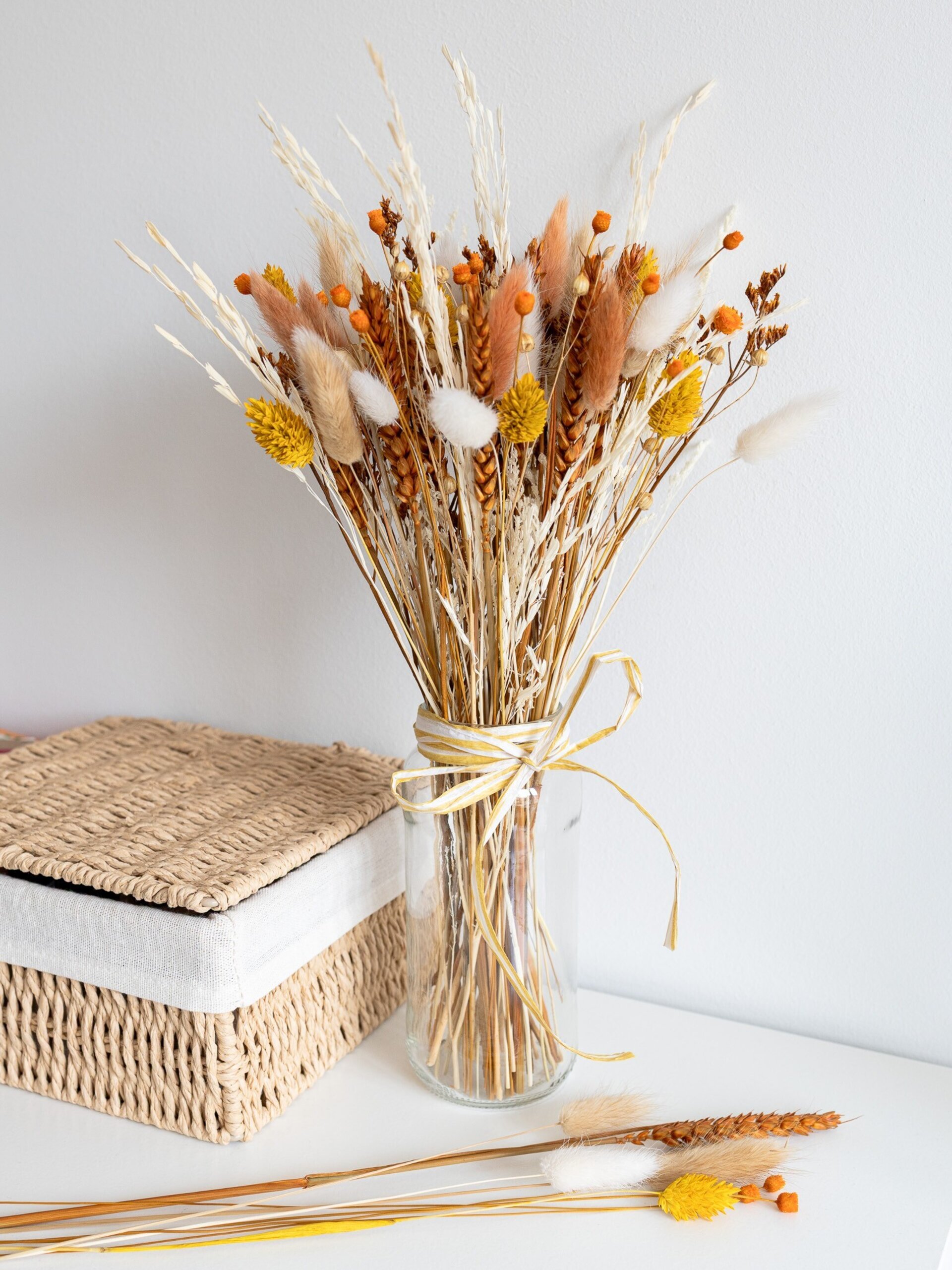 Kit de flores secas naranja 25/35 cm para manualidades - 12